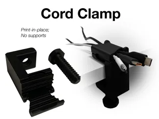 Cord Clamp — Print-in-Place, No Supports
