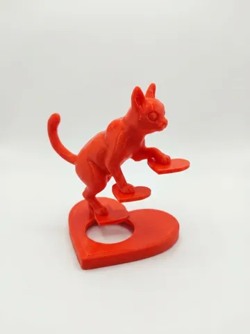 Modelo para impresión 3D: Balancierende Katzenskulptur auf Herzen / Treppe — vista de referencia 5