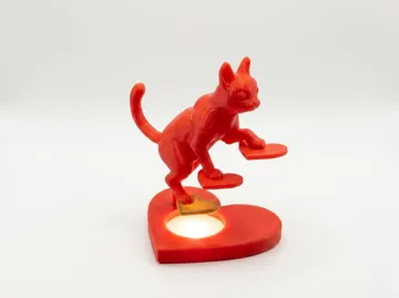 Modelo para impresión 3D: Balancierende Katzenskulptur auf Herzen / Treppe — vista de referencia 3