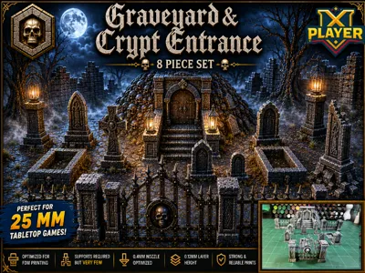 Graveyard & Crypt Entrance Terrain DnD Pathfinder 
