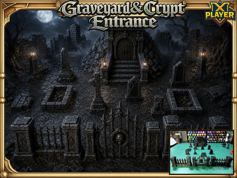 Graveyard & Crypt Entrance Terrain DnD Pathfinder 