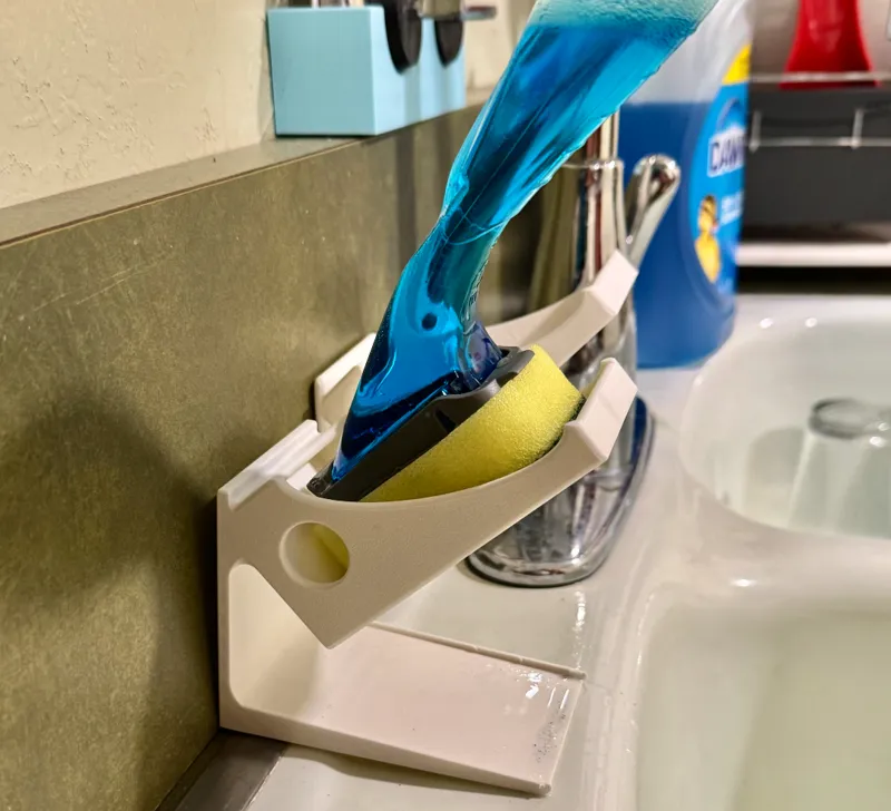 Dishwand handle sponge holder