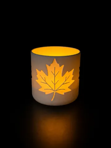 Modelo para impresión 3D: Teelicht mit Herbstdekor - Ahorn Version 2 — vista de referencia 2