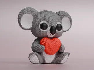Knitted Koala with heart for St Valentines Day