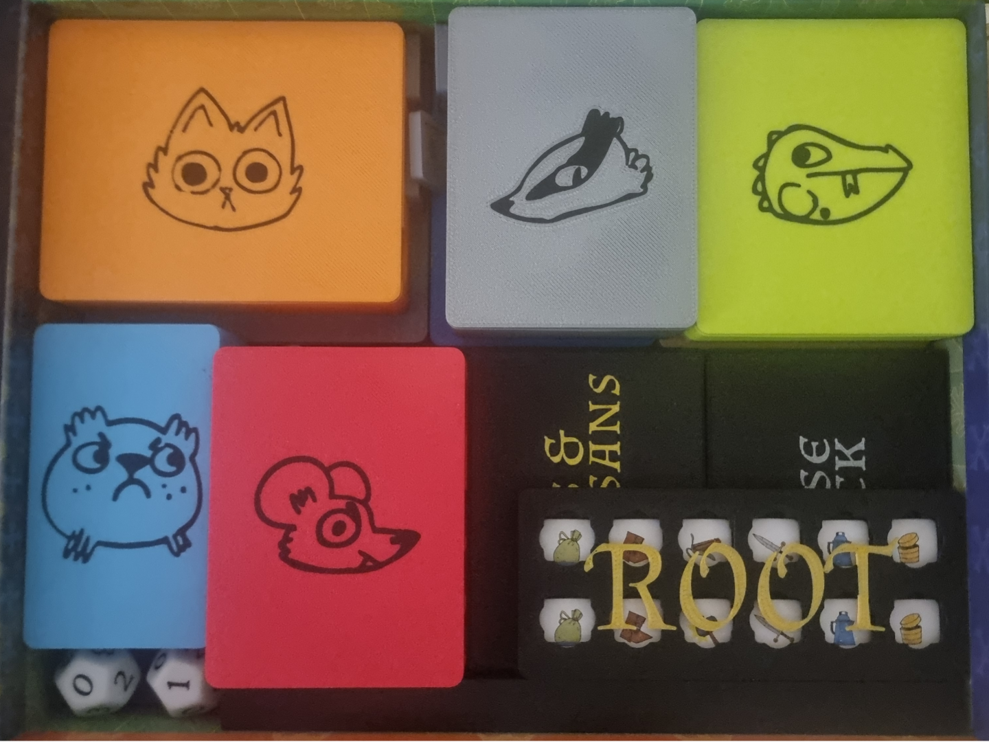 Root board game player boxes (token cover edition)