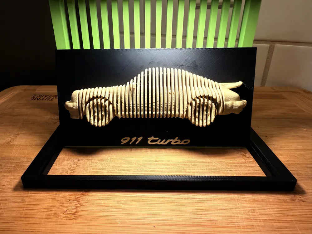 Porsche 911 Turbo: Vertical Layered Car Sculpture - Free 3D Print Model ...