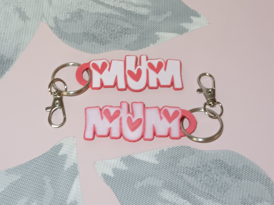 Mum Keyring 3 Hearts - Two Types - AMS & No AMS