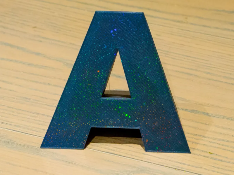 Angled letters for effect sheet