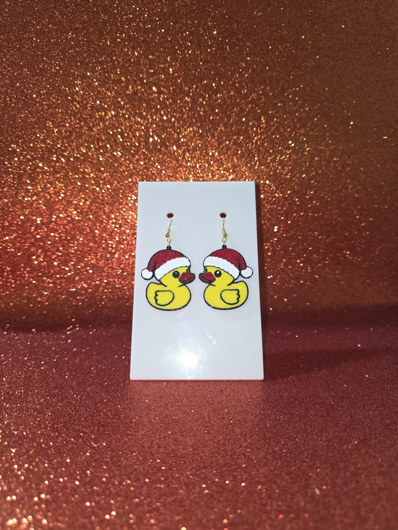 Christmas duck earrings view 2