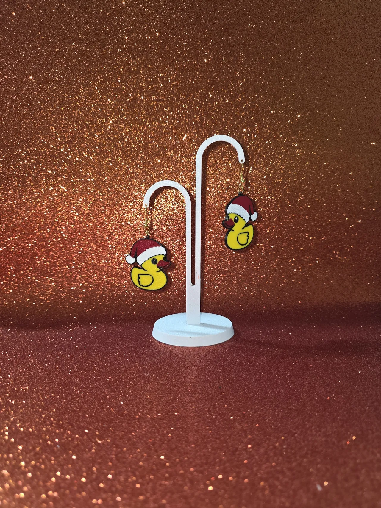 Christmas duck earrings view 3