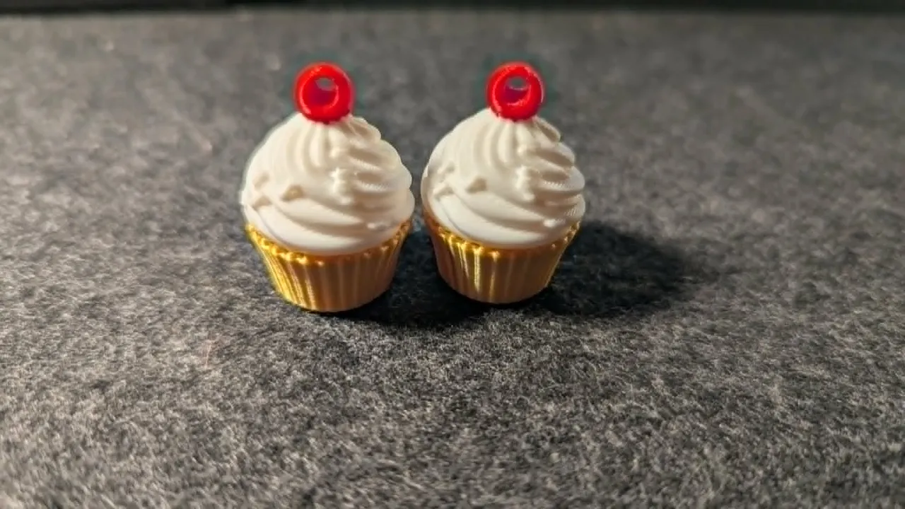Velvet Cherry Cupcake Earrings view 3