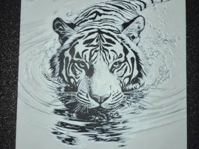 Tiger - Majestic 3D Monochrome Wildlife Relief
