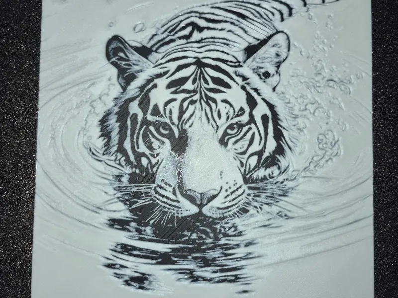Tiger - Majestic 3D Monochrome Wildlife Relief