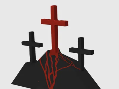Triple Cross On Hill Christian Memorial Jesus
