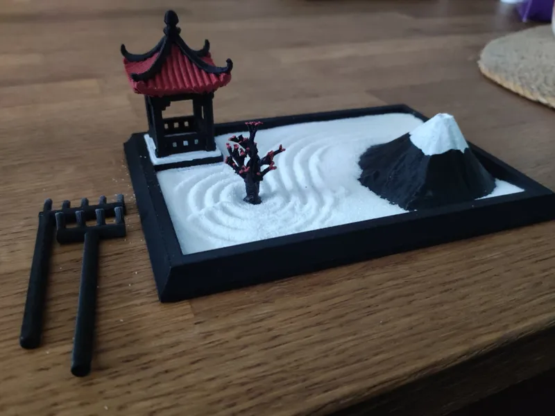 Zen garden with Mount Fuji