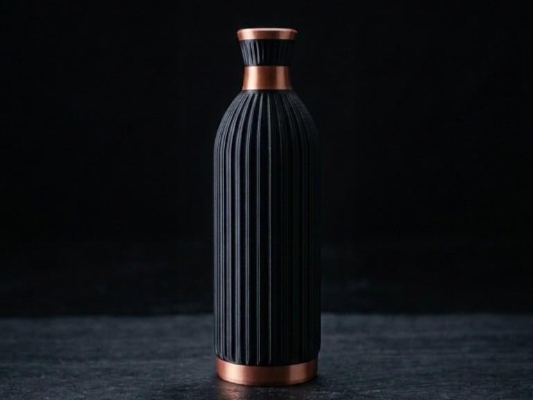 Fluted Vase with Copper Accents