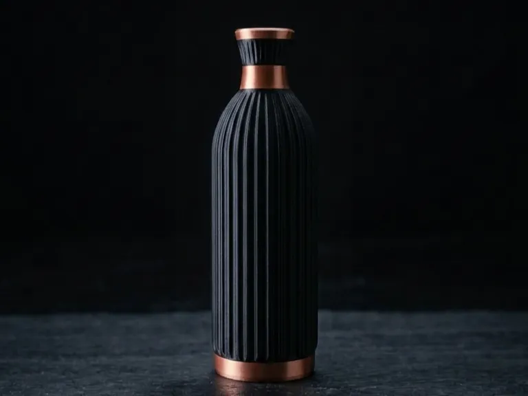 Fluted Vase with Copper Accents