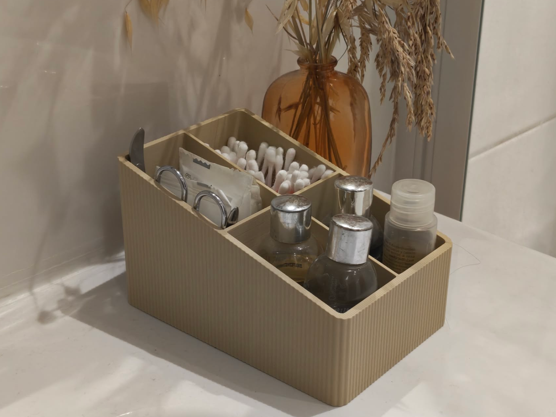 Fluted Bathroom Organizer – Ribbed Vanity Caddy