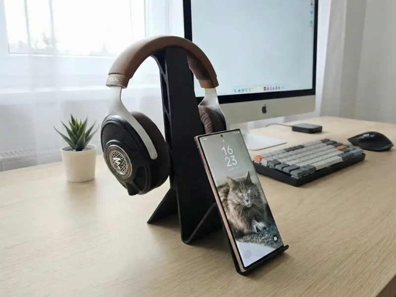 2-in-1 Phone & Headphone Stand Desk Holder Mount