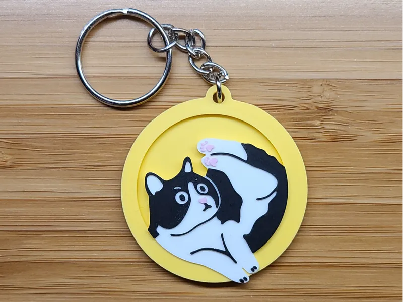 Rolled up cat Keychain