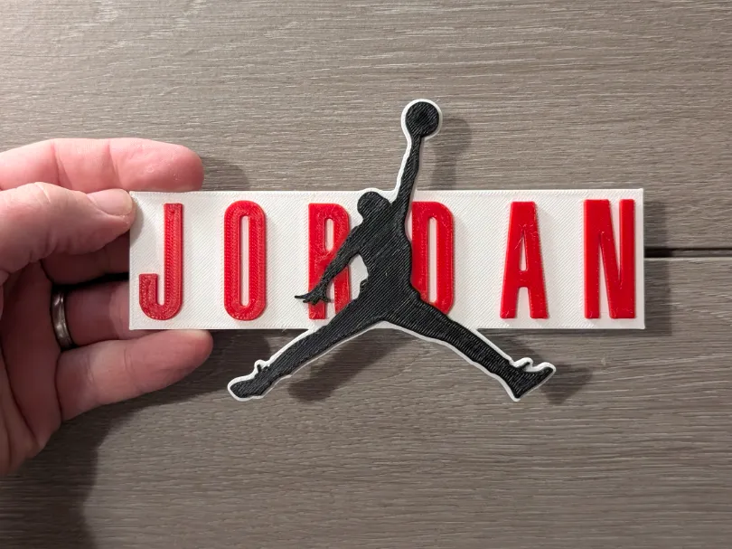 Jordan Sticker Sign Michael Jordan logo sign plaque 2-sizes - Free 3D Print Model - MakerWorld