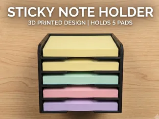 Sticky Note Holder, 3D Printed Desk Organizer 