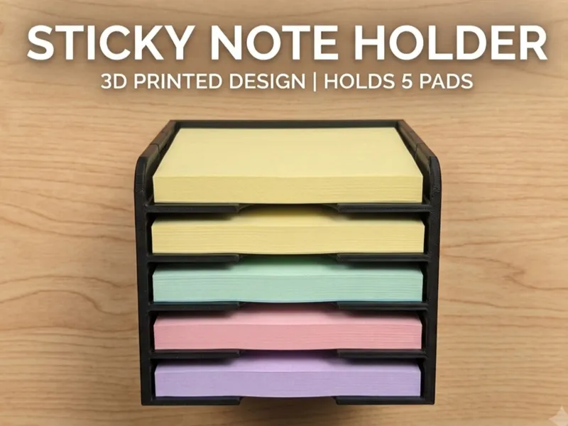 Sticky Note Holder, 3D Printed Desk Organizer