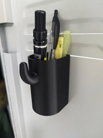Pen holder and coat hook for locker
