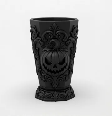 Jarrón decorativo: Goth Halloween Samhain Pumpkin Flower Vase — vista de referencia 4