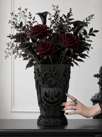 Jarrón decorativo: Goth Halloween Samhain Pumpkin Flower Vase — vista de referencia 2