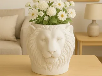 Regal Bloom – Lion Head Vase