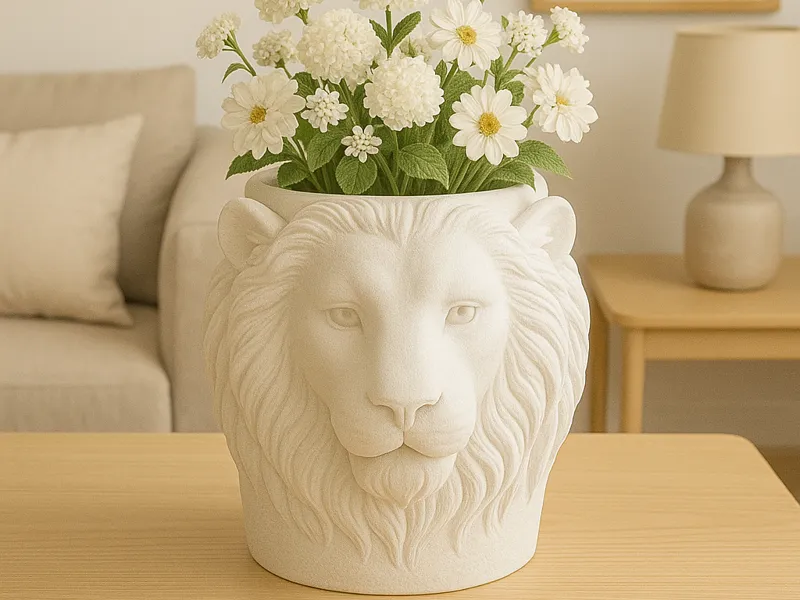 Regal Bloom – Lion Head Vase