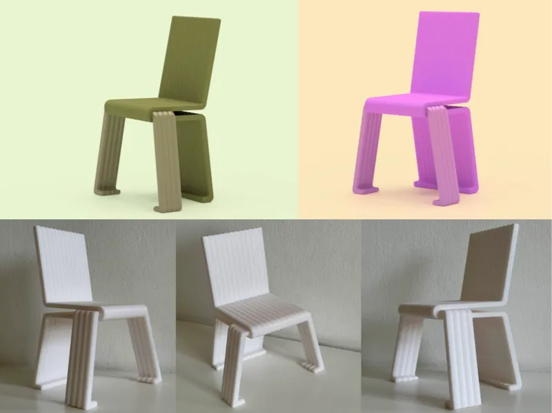 Ribbed Modern Chair – Minimalist 3D Printed Design