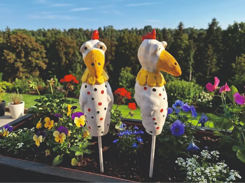 Blumenstecker Huhn