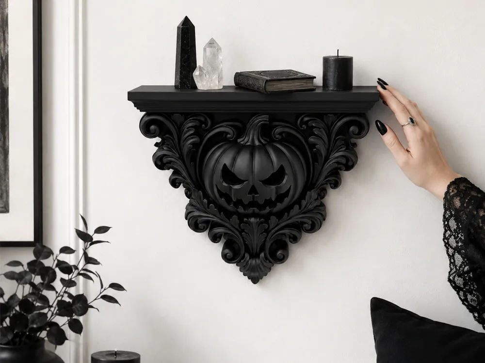 Estante o repisa: Goth Halloween Pumpkin Wall Shelf gothic. Referencia del modelo original.