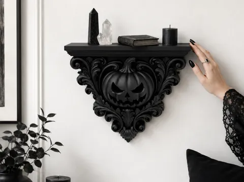 Estante o repisa: Goth Halloween Pumpkin Wall Shelf gothic — referencia de MakerWorld