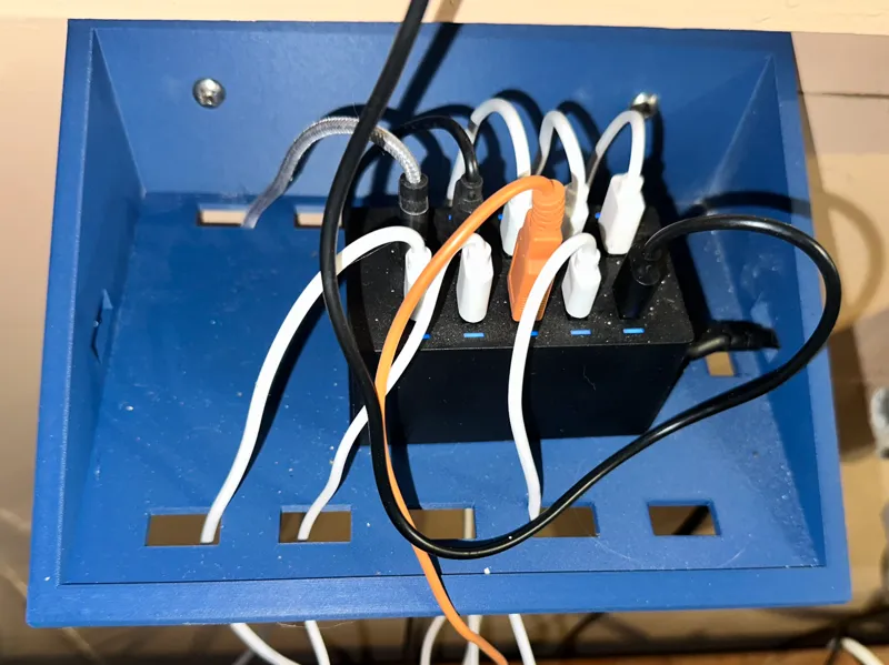 USB bulk charger wall mount shelf