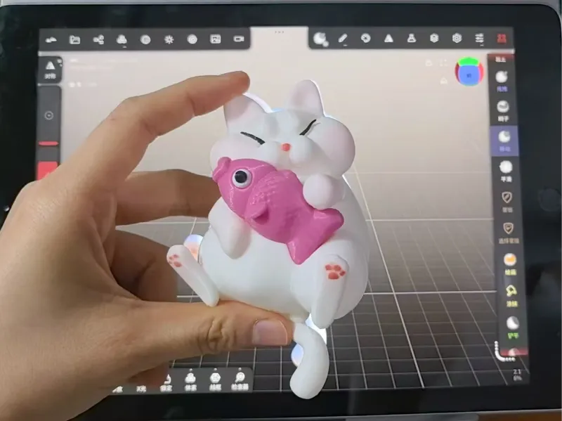 「猫咪抱鱼」冰箱贴6cm 已分件（磁铁10*3尺寸可改）