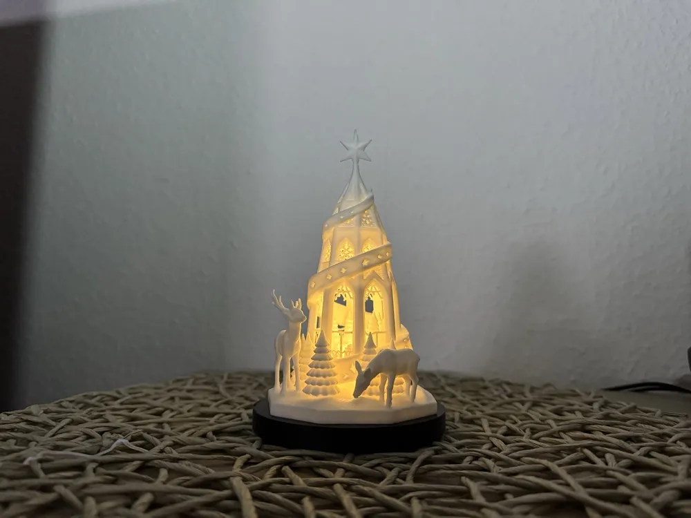 Christmas LED Chapel with Reindeer - Free 3D Print Model - MakerWorld