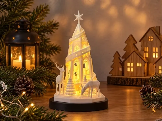Christmas LED Chapel with Reindeer - Free 3D Print Model - MakerWorld