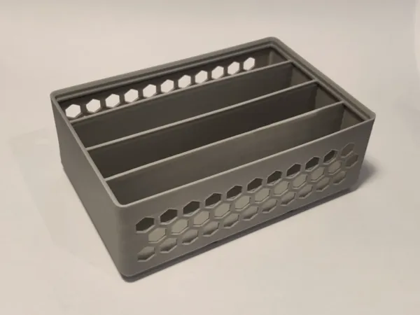 Bac Gridfinity 2x3 à motif hexagonal, divisé en 4