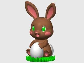 Easter Rabbit sitting with egg No support