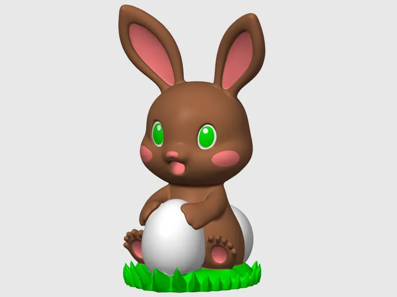 Easter Rabbit sitting with egg No support