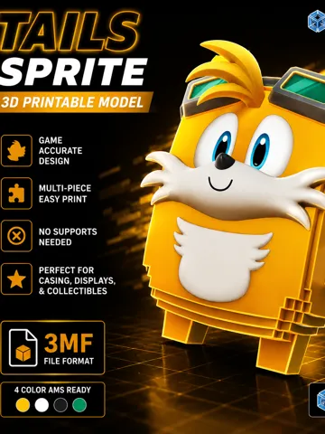 Accesorio para impresora 3D: TAILS SPRITE GAME THEME 6 Color AMS — vista de referencia 2