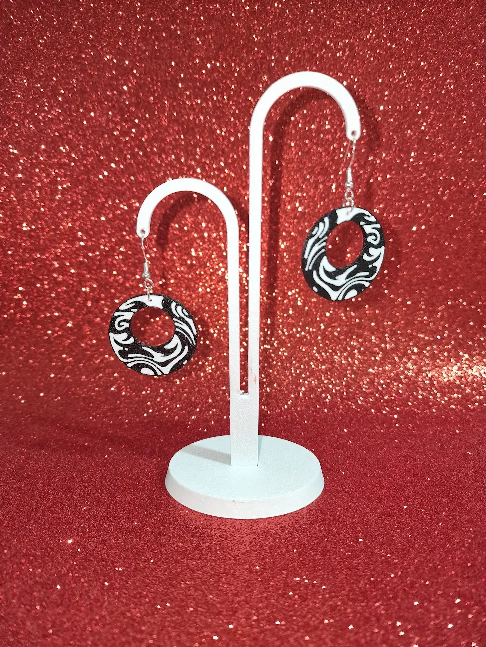 Zebra round earrings view 3
