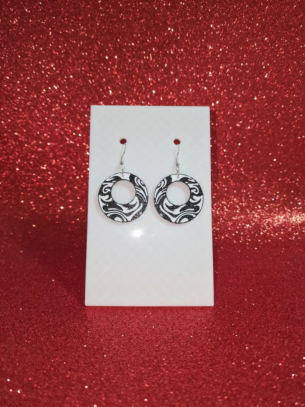 Zebra round earrings view 2