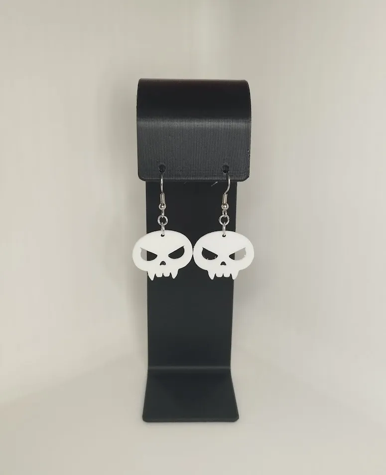 Angry Skull Earrings – 3D Printed view 2