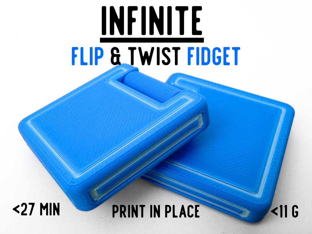 Square Flip & Twist Fidget – Print in Place - 1