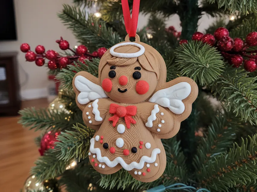 Gingerbread Angel Christmas Tree Ornament - Free 3D Print Model ...