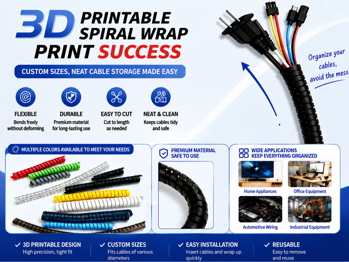 customizable specs – cable management solution